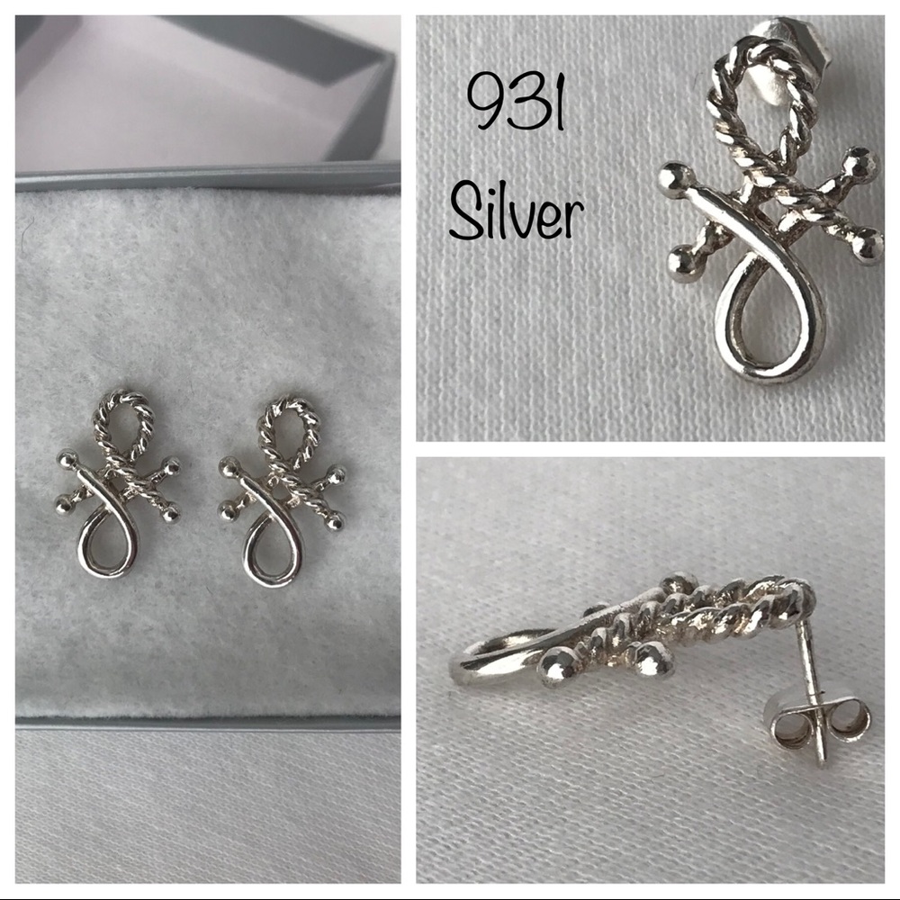 931 Silver Nautical Rope Earrings